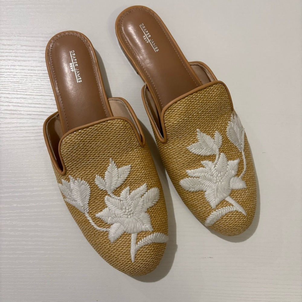 Draper James RSVP | flower embroidered straw mules vacation spring summer